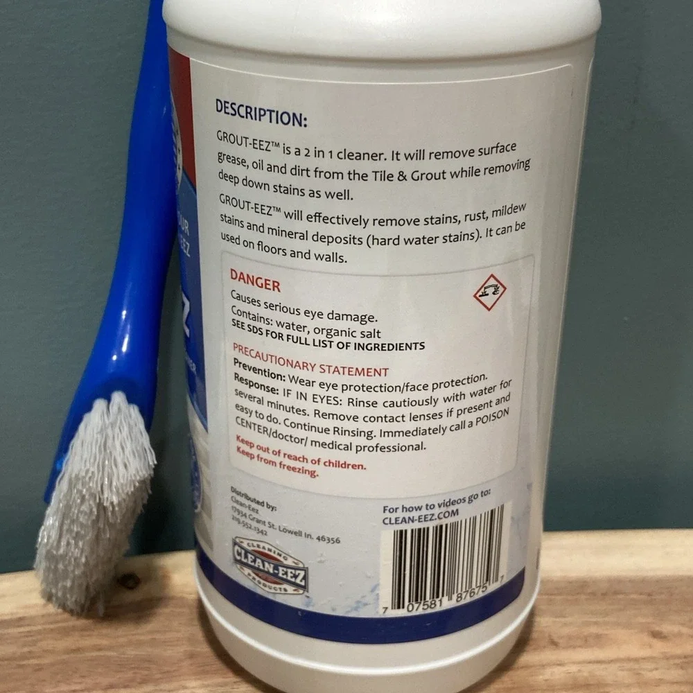 1 Quart New Clean-eez Grout-eez Grout Cleaner With Brush Professional Quality